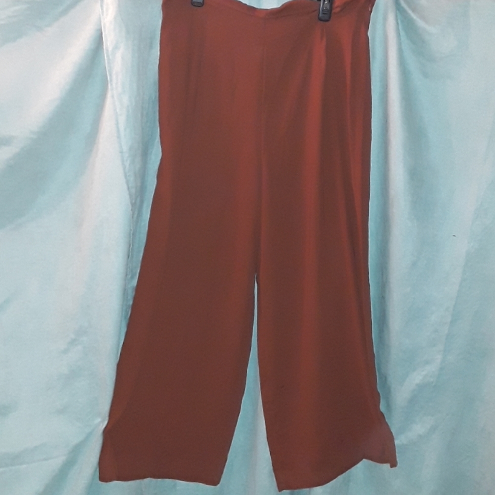 Forever 21+ brown flat front side zip slacks